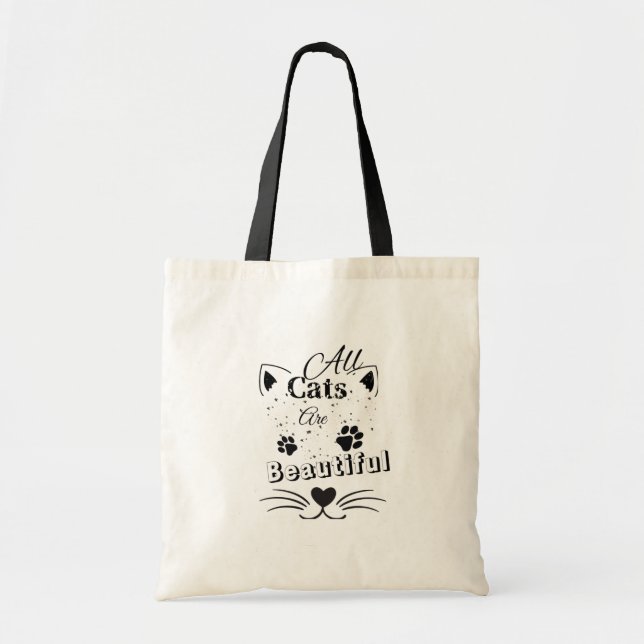 Tote Bag All Cats Are Beautiful – Minimal Cute Cat Design (Devant)