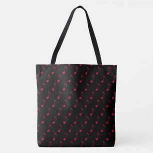 Tote Bag all_over_impression de notes de musique rouge en n