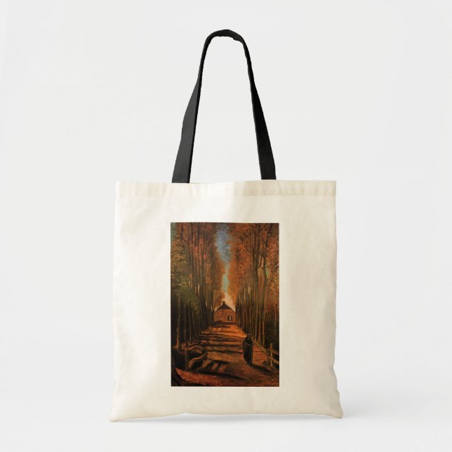 Tote Bag Allée de peupliers en automne de Vincent van Gogh (Devant)