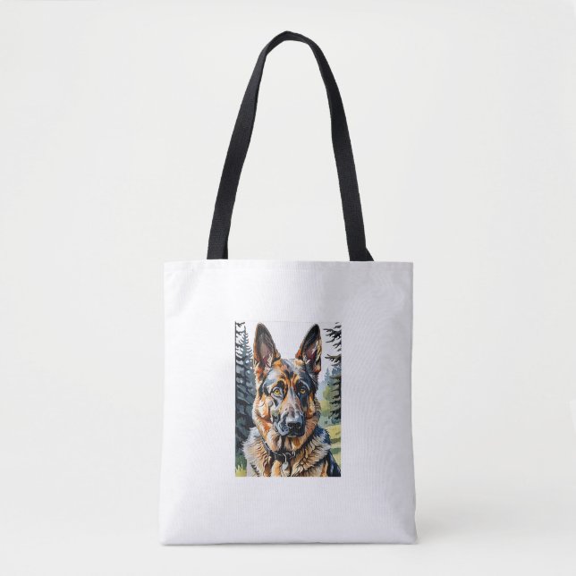 Tote Bag Allemand Berger Chien Tête Portrait Amoureux des c (Devant)