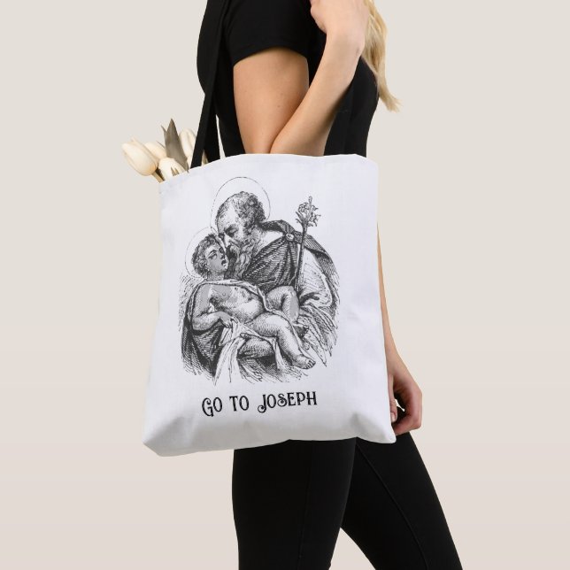 Tote Bag Aller à Saint Joseph Bébé Jésus Religieux (De près)