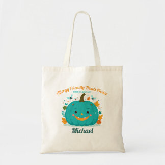Tote Bag Allergy Alert Teal Pumpkin Bugs Leaves Boy