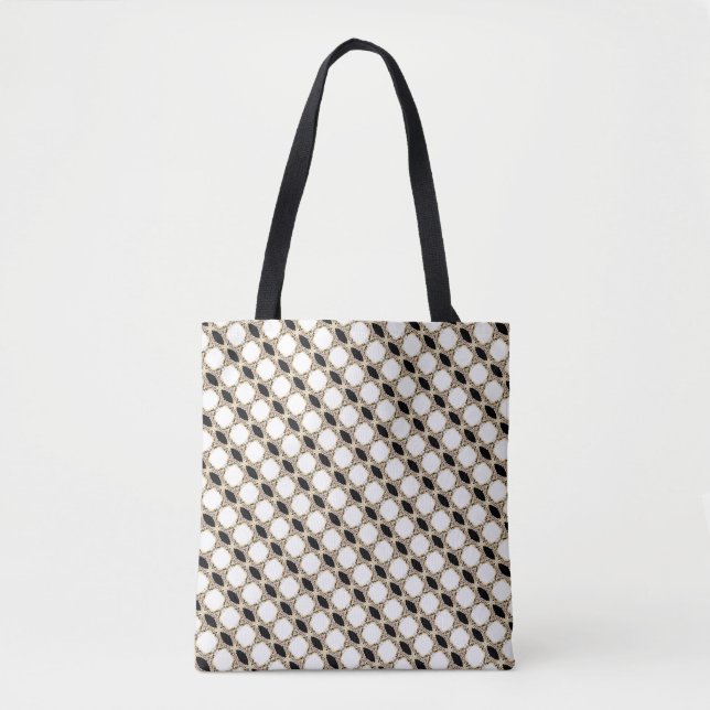 Tote Bag Alligare Abstract Gold Black White Fluid Art (Devant)