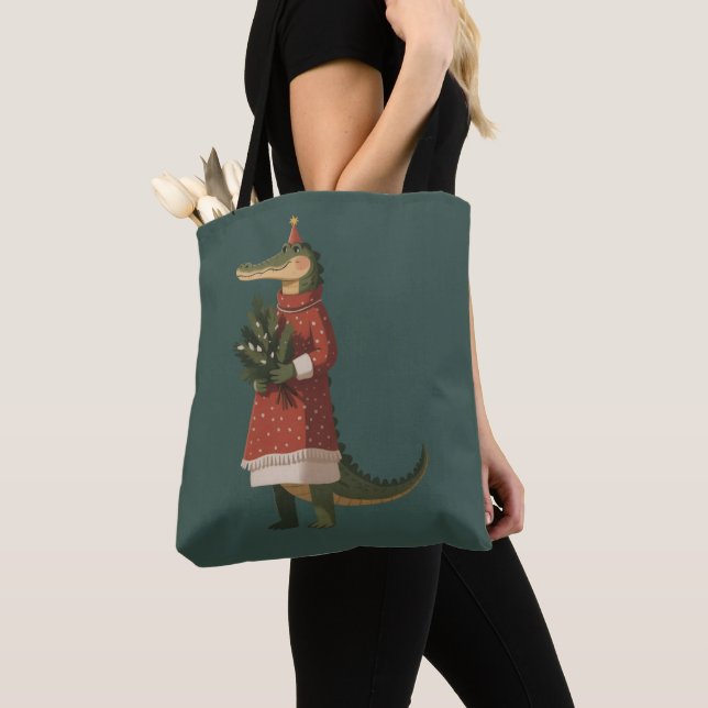 Tote Bag Alligator Noël Crocodile Amant Vacances amusantes (De près)