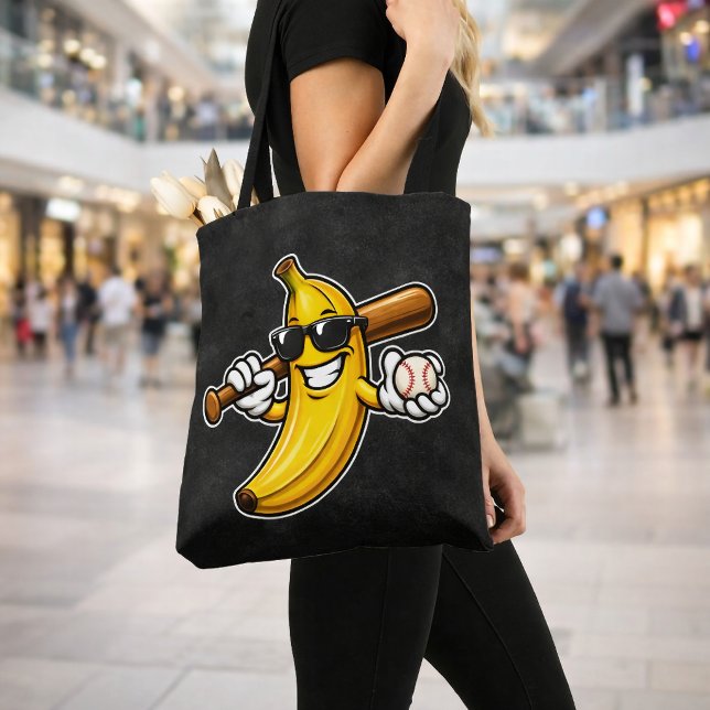 Tote Bag Allons Bananes Baseball Rétro Banane Drôle (Créateur téléchargé)