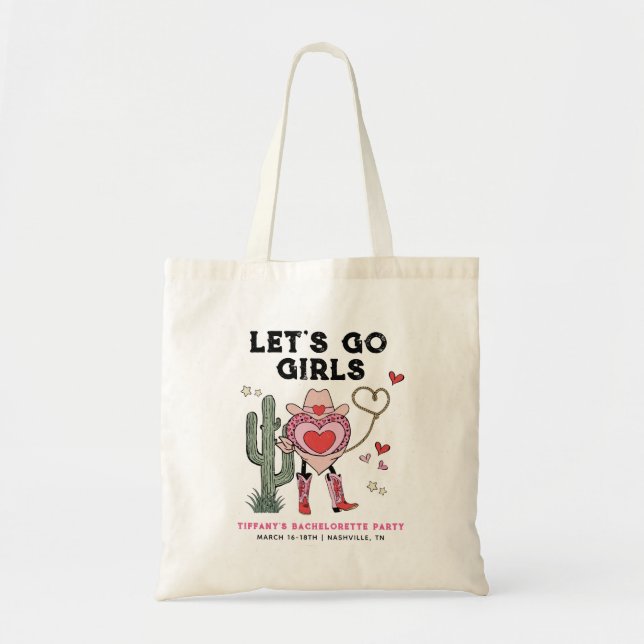 Tote Bag Allons-y les Filles Cowgirl Enterrement de Vie de  (Devant)