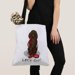 Tote Bag Allons-y ! Marche Chien Irish Water Spaniel (foie