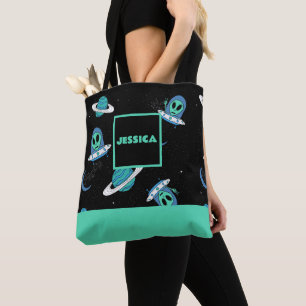 Tote Bag Allover personnalisé imprimé UFO ALIEN Fourre-tout