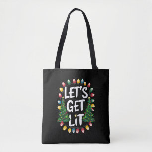 Tote Bag Allumons-Nous Drôle de Noël Boire Lumières de Noël