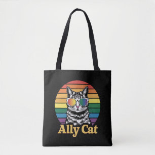 Tote Bag Ally Cat LGBT Rainbow Flag LGBTQ Cadeau