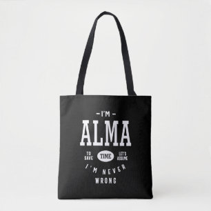 Tote Bag Alma Nom personnalisé Anniversaire