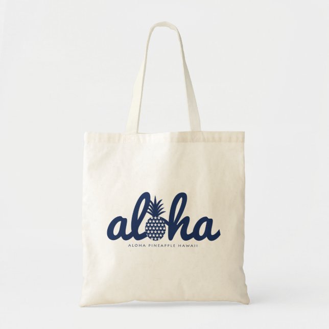 Tote Bag Aloha ananas logo couleur marine (Devant)