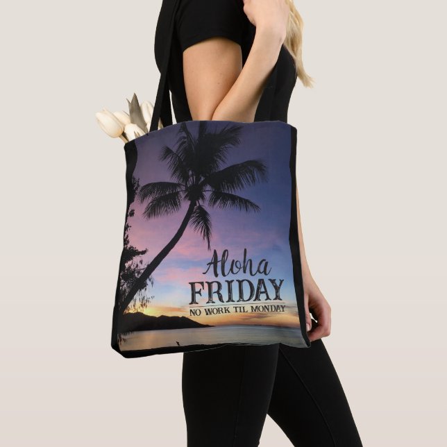 Tote Bag Aloha Friday Maui Hawaii Coucher de soleil tropica (De près)