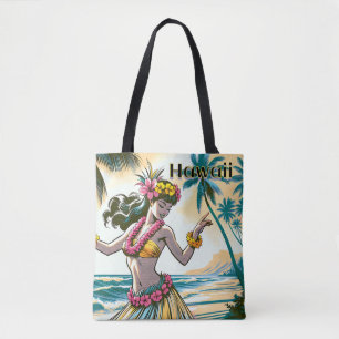 Tote Bag Aloha Hawaii Hula Dancer sur la plage