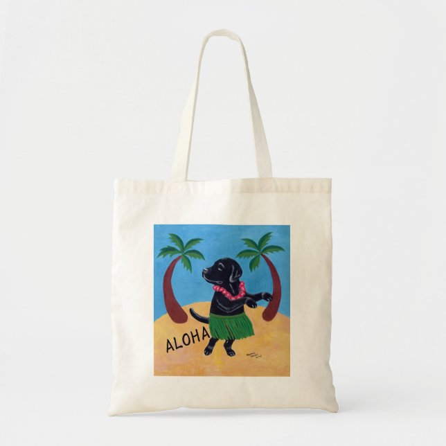 Tote Bag Aloha Labrador noir (Devant)