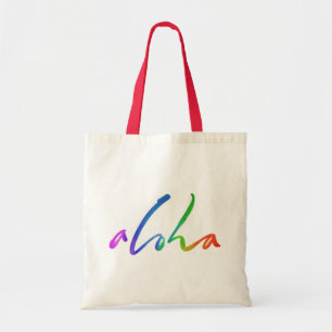Tote Bag Aloha - Lettres à main tropicales - Hawaii Hawai'i