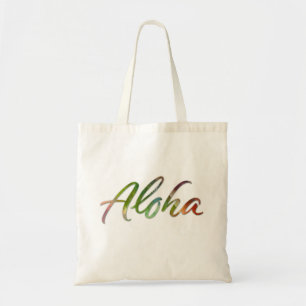 Tote Bag Aloha - Lettres Tropicales - Hawaï Nature d'Hawai'