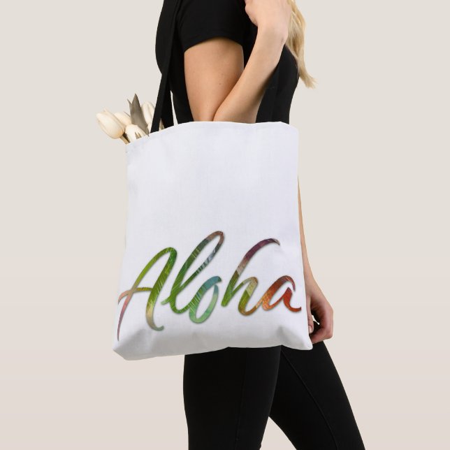 Tote Bag Aloha - Lettres tropicales - Hawaii Hawai'i Nature (De près)