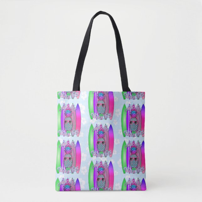 Tote Bag Aloha Plages Surf tropical Ananas (Devant)