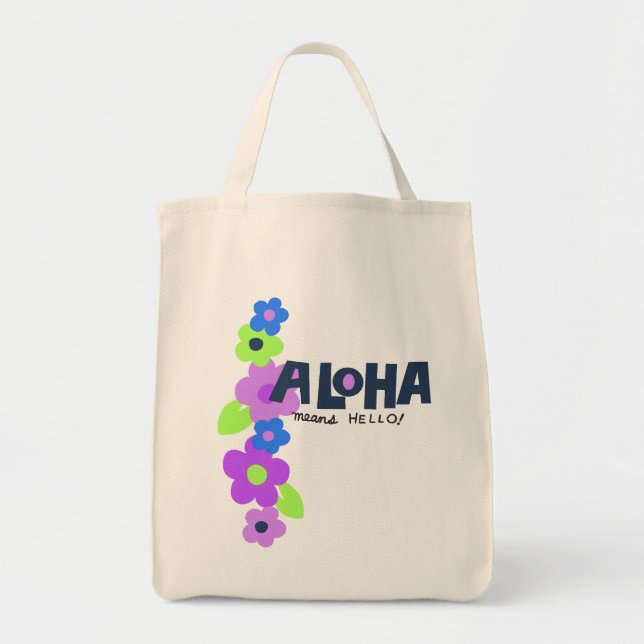 Tote Bag Aloha Signifie Bonjour Hawaïen Floral (Devant)