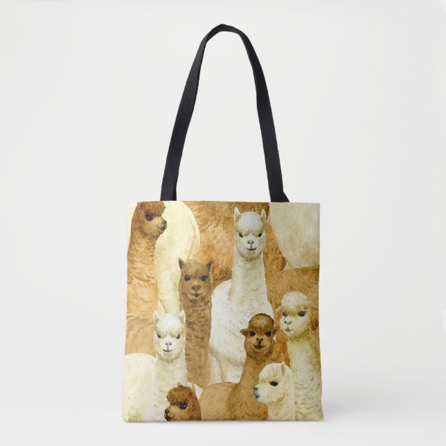 Tote Bag Alpacas aquarelle, arrière - plan sans couture des (Devant)