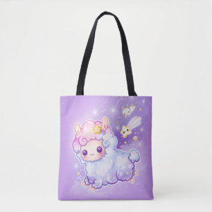 Tote Bag Alpaga mignon de chibi avec l'étoile filante de