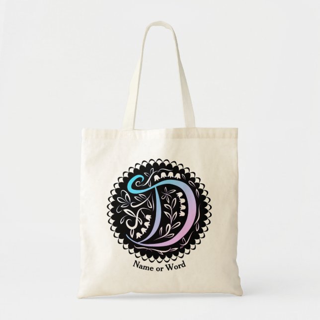 Tote Bag Alphabet D Monogramme écriture manuscrite (Devant)