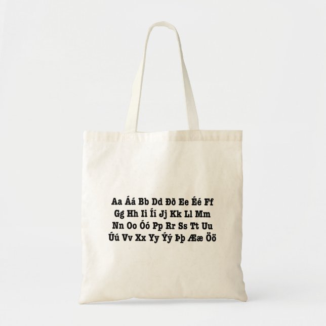 Tote Bag Alphabet islandais [Íslenska Stafrófið] (Devant)