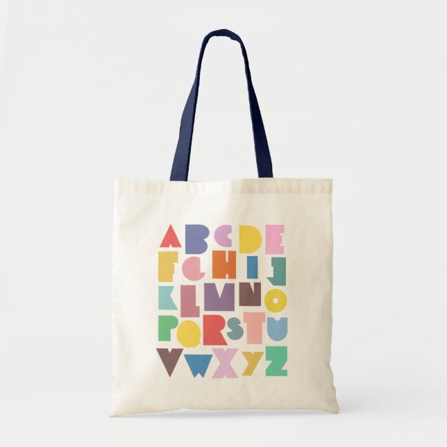 Tote Bag Alphabet rétro géométrique (Devant)