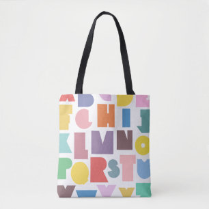 Tote Bag Alphabet rétro géométrique