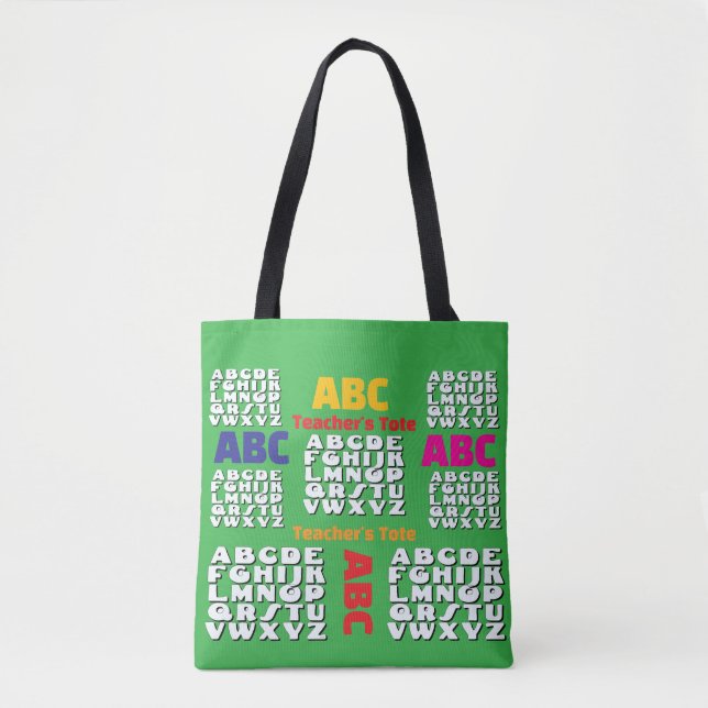 Tote Bag Alphabet Vert des Enseignants (Devant)