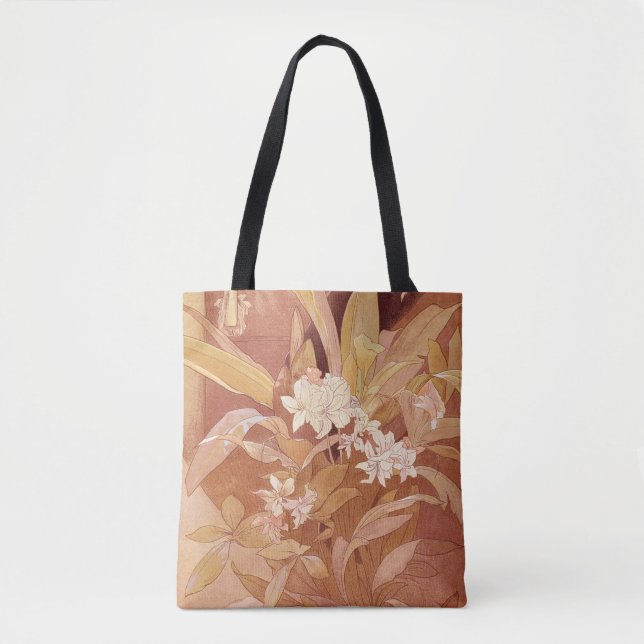Tote Bag Alphonse Mucha Art Nouveau Détail floral (Devant)