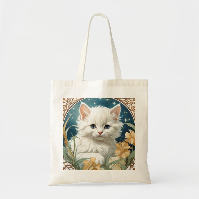 Tote Bag Alphonse Mucha Art Nouveau Kitten (Devant)