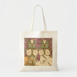 Tote Bag Alphonse Mucha Étoiles Élégantes Art Nouveau Camél