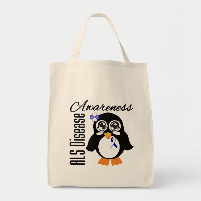 Tote Bag ALS Disease Aware Penguin (Devant)