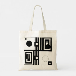 Tote Bag Alternance — Art abstrait géométrique noir et blan