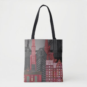 Tote Bag Altitudes de New York par nuit - rouge