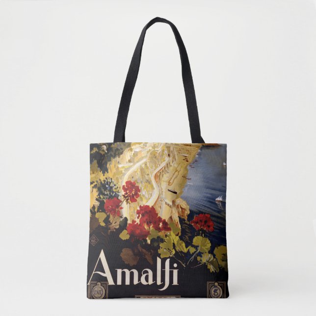 Tote Bag Amalfi Italie Poster de voyage Graphique d'art (Devant)