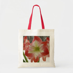 Tote Bag Amaryllis en Fête Rouge Neige Hiver Floral