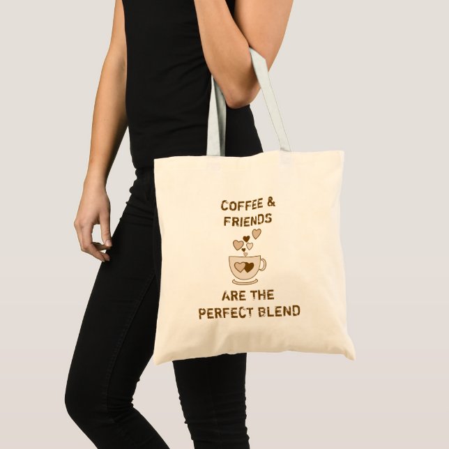 Tote Bag Amateur de café avec les coeurs d'amour et la tass (Devant (produit))