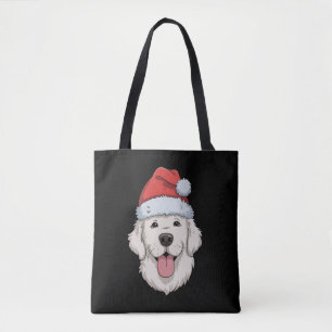 Tote Bag Amateur de Golden Retriever Crème Chapeau de Noël 
