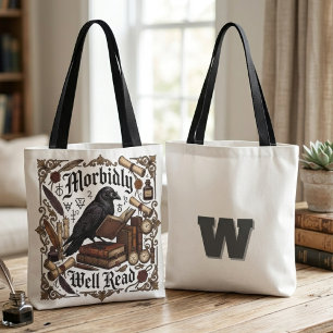 Tote Bag Amateur de livres corbeau gothique Dark Academia