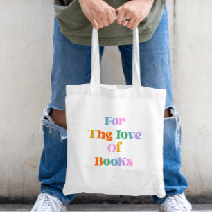 Tote Bag Amateur de livres lisant la typographie colorée mo