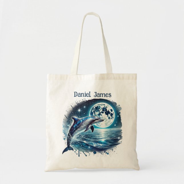 Tote Bag Amateurs de dauphins mignons ajouter le nom (Devant)
