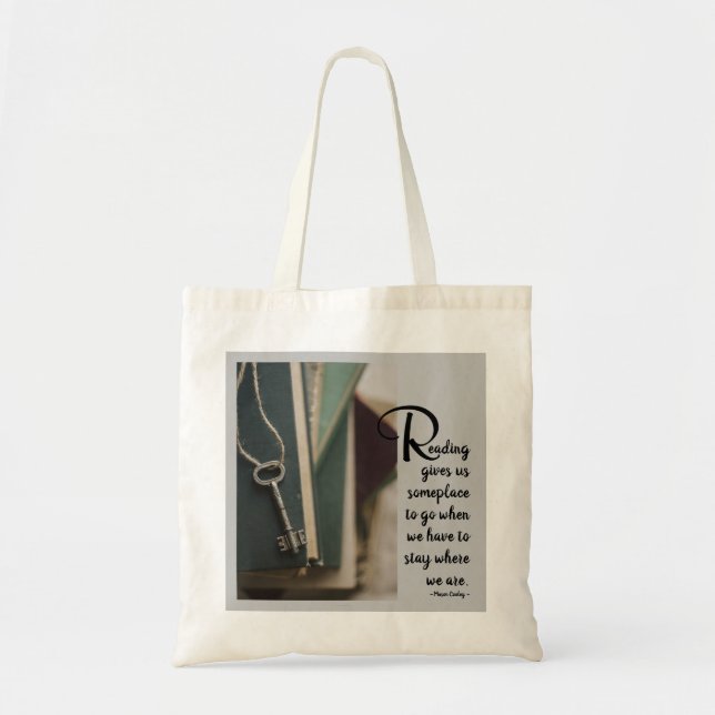 Tote Bag Amateurs de livres Citation de lecture en bleu gri (Devant)