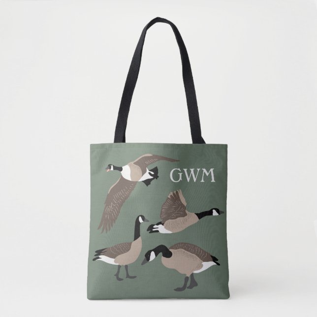 Tote Bag Amateurs d'oiseaux Canada Oies Illustration Monogr (Devant)