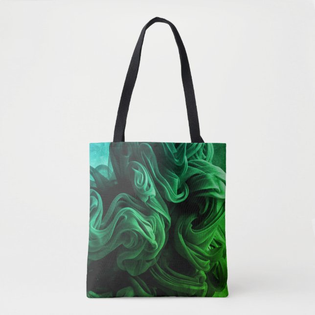 Tote Bag Amazing Green + Dark Green Swirls on This Reusable (Devant)