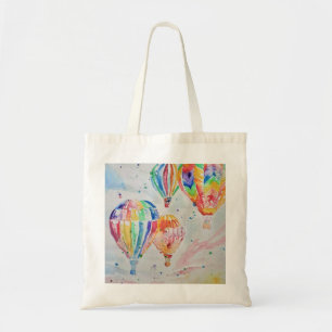 Tote Bag Ambiance colorée avec ballon à air chaud Aquarelle