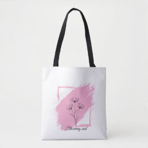 Tote Bag Âme en fleurs - Art en ligne floral minimaliste fl