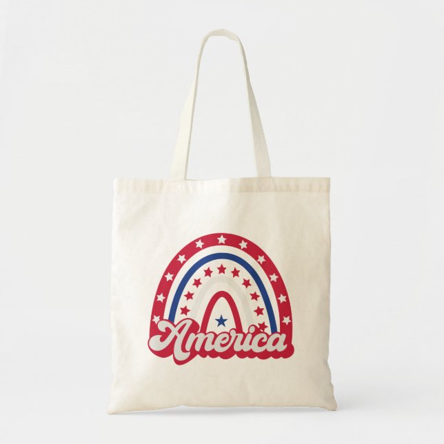 Tote Bag America Boho Rainbow 4 de juillet 1776 (Devant)
